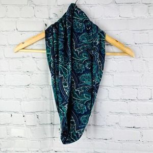Notations Infinity Scarf Paisley Blue Green White 100% Polyester Women Size 1X